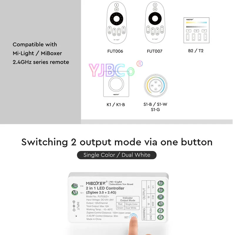 Miboxer Zigbee 3.0+2.4G 2 in 1 LED Strip Controller Single color/Dual white Dimmer Tuya Smart App/Voice/2.4G CCT Remote Control