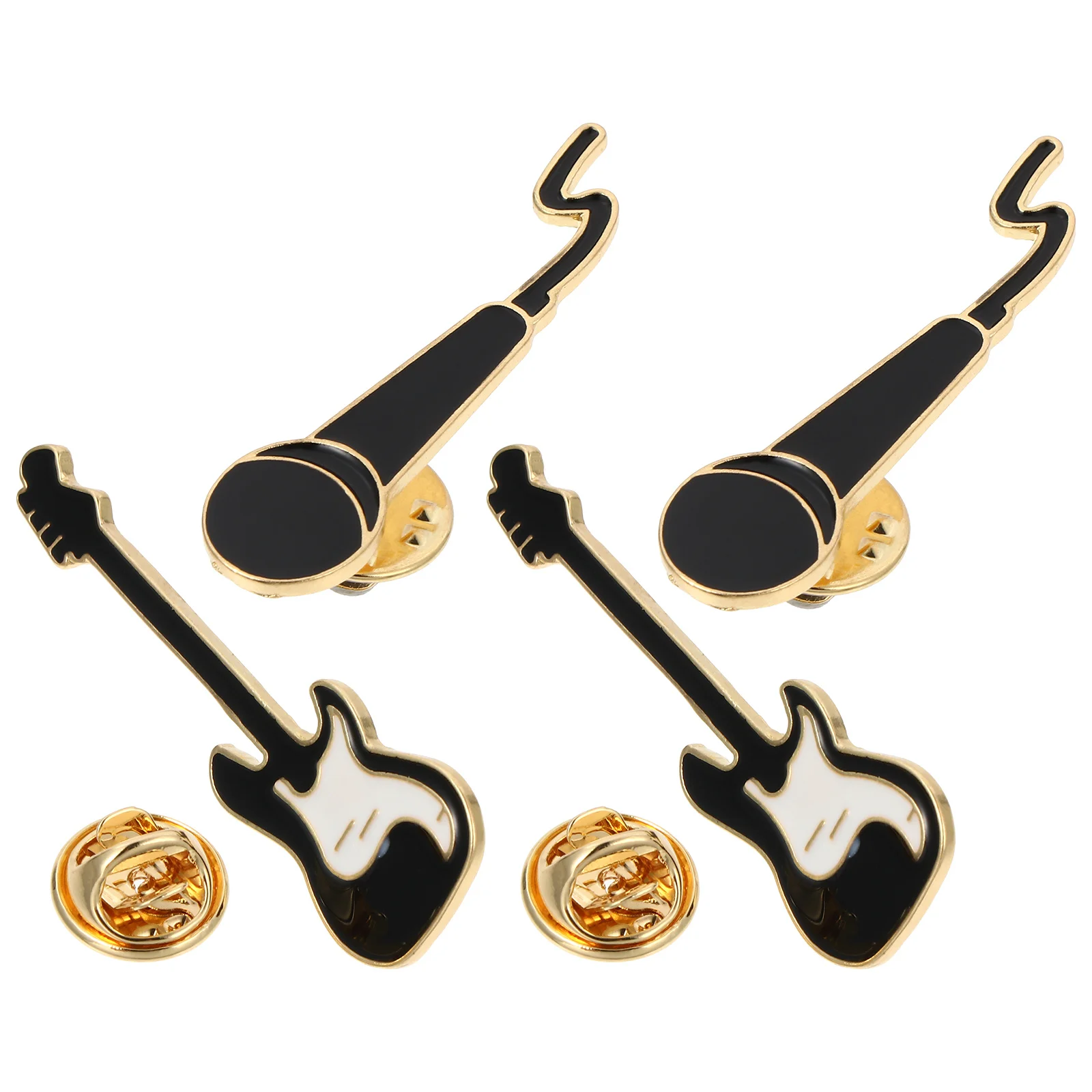 

4Pcs Alloy Guitar Microphone Brooches Longlasting Sturdy Practical Decorations Alloy Breastpin Microphone Brooches