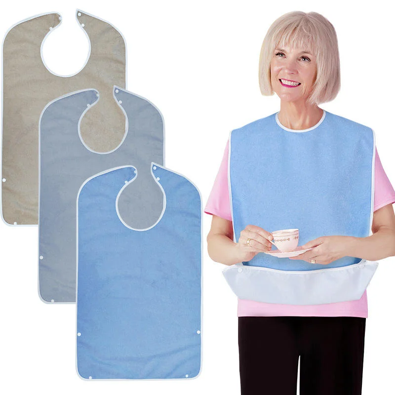 SCCFMM 5Pcs Adult Waterproof Elderly Bibs, Adjustable Stain Resistant Blank Drool Apron, Support Thermal Transfer Sublimation