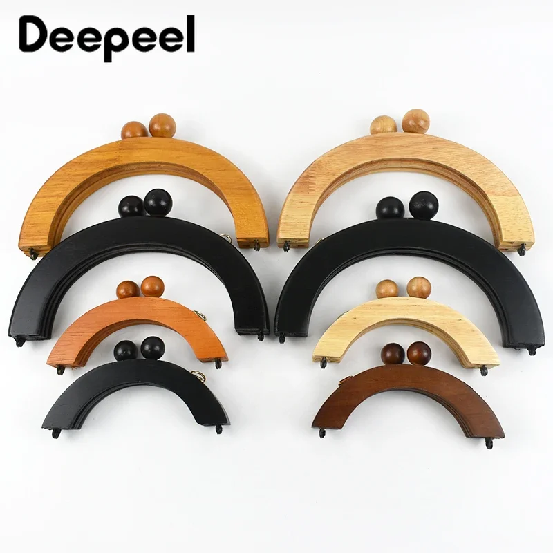 1Pc 14*6/20*9cm Wooden Bag Handle Handbags Kiss Clasp Purse Frames Clip for Wallet Handmade DIY Bags Sewing Brackets Accessories