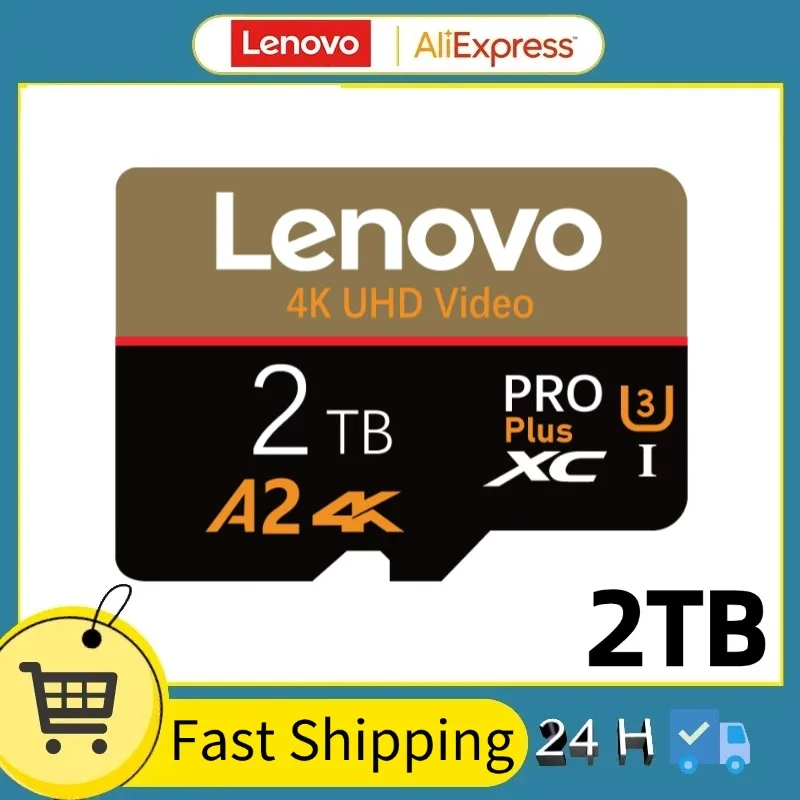 Lenovo-Carte mémoire Micro TF pour téléphone et PC, carte Flash Ultra A2, vitesse rapide, U3, 2 To, 1 To, 256 Go, 512 Go