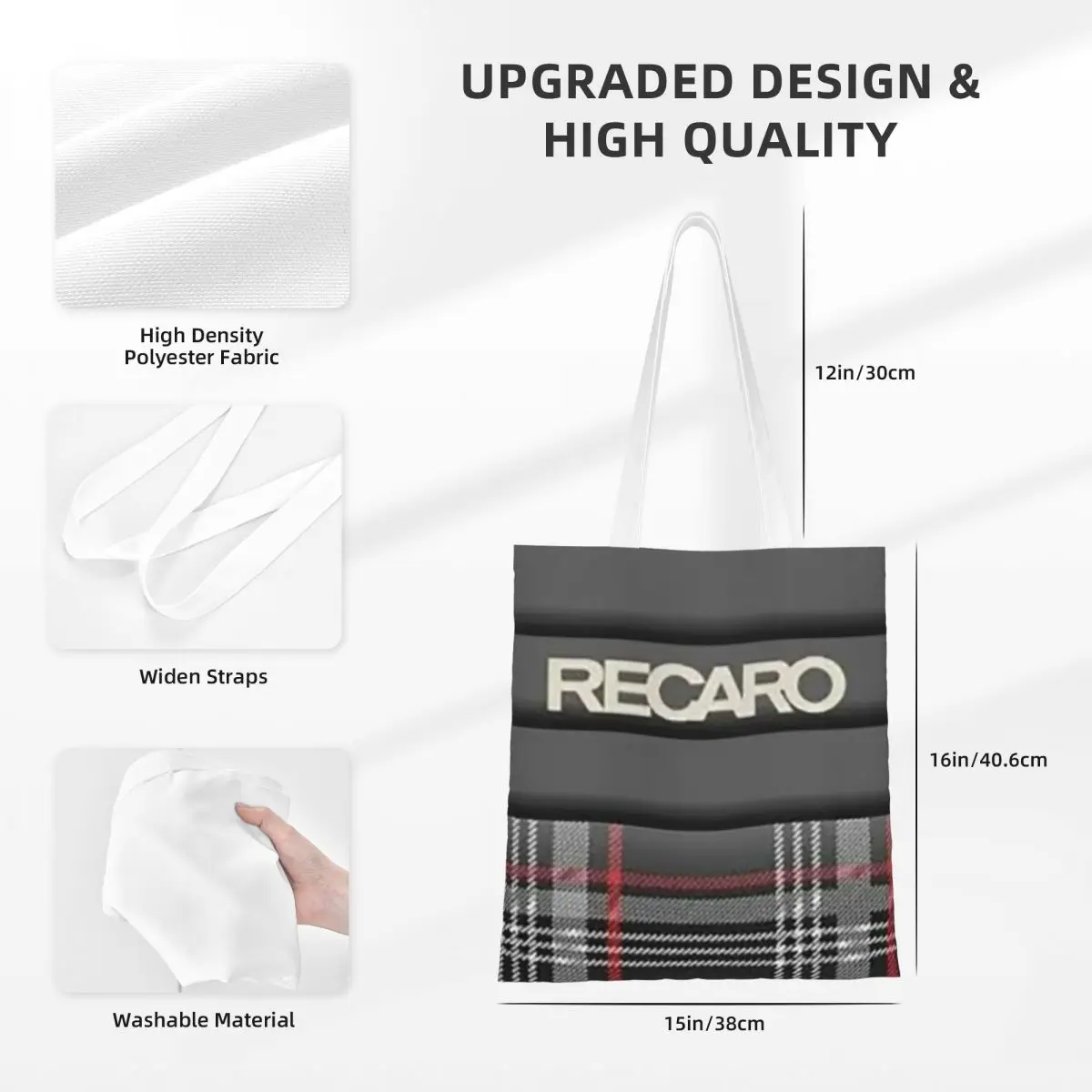 Recaro 3 أكياس تسوق قماش حقيبة حمل قابلة لإعادة الاستخدام للسيدات حقيبة كتف للسفر