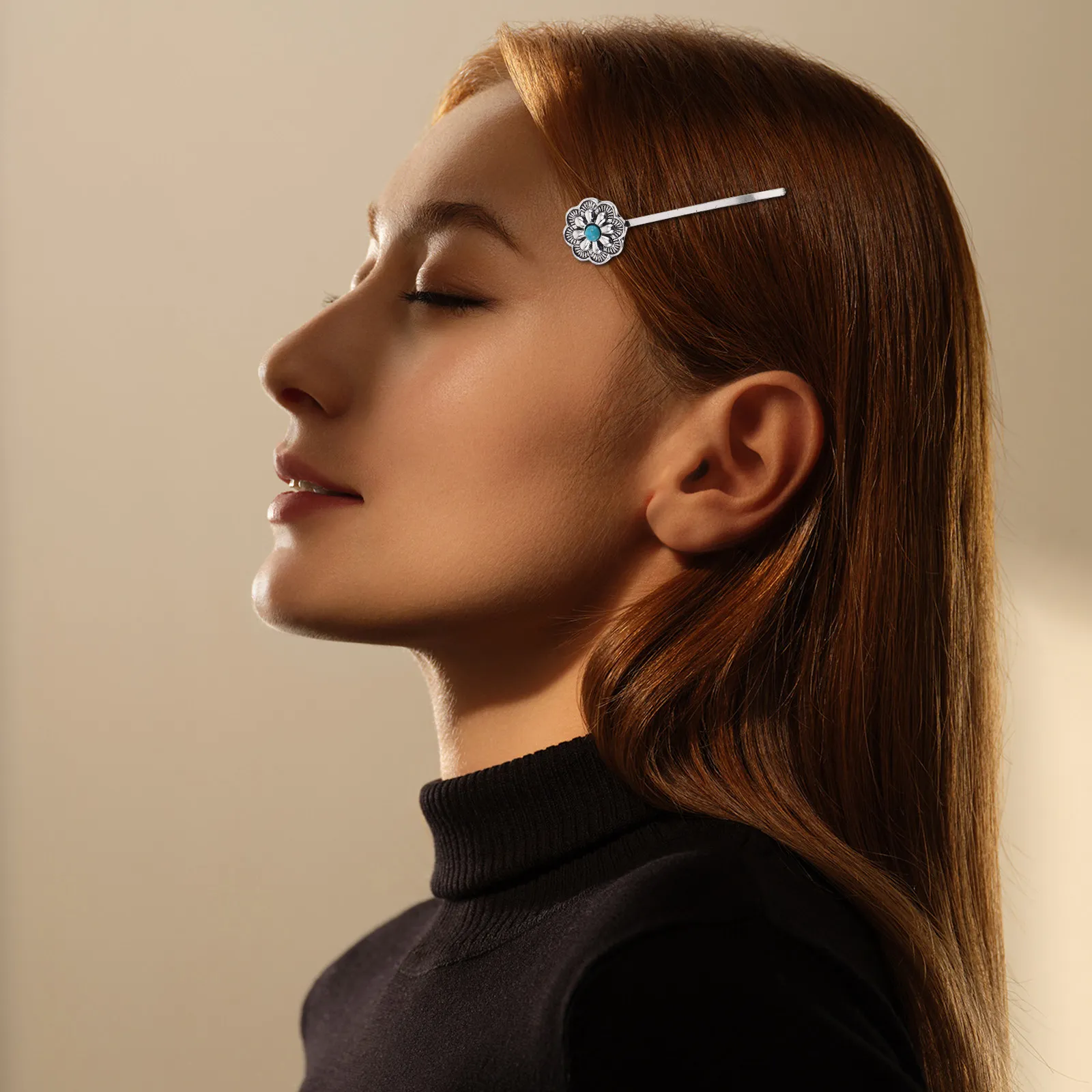 

3Pcs Turquoise Decorative Bobby Pins Hair Clips Retro Boho Style Hairpins Western Accessories for Women Western Hair Clip