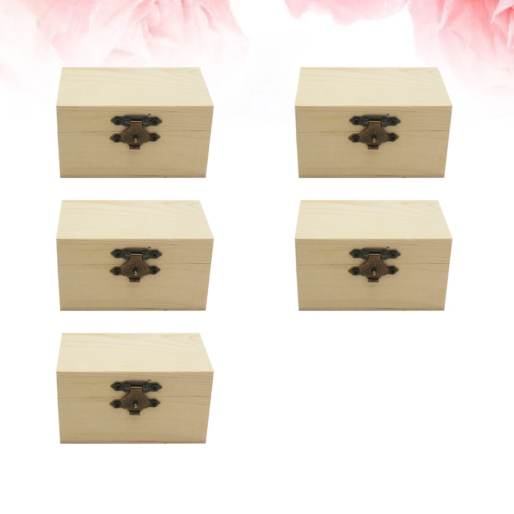 

5pcs Wooden Storage Box Rustic Desktop Organizer Natural Material Smooth Craftsmanship Jewelry Display Tool Sundries Tray