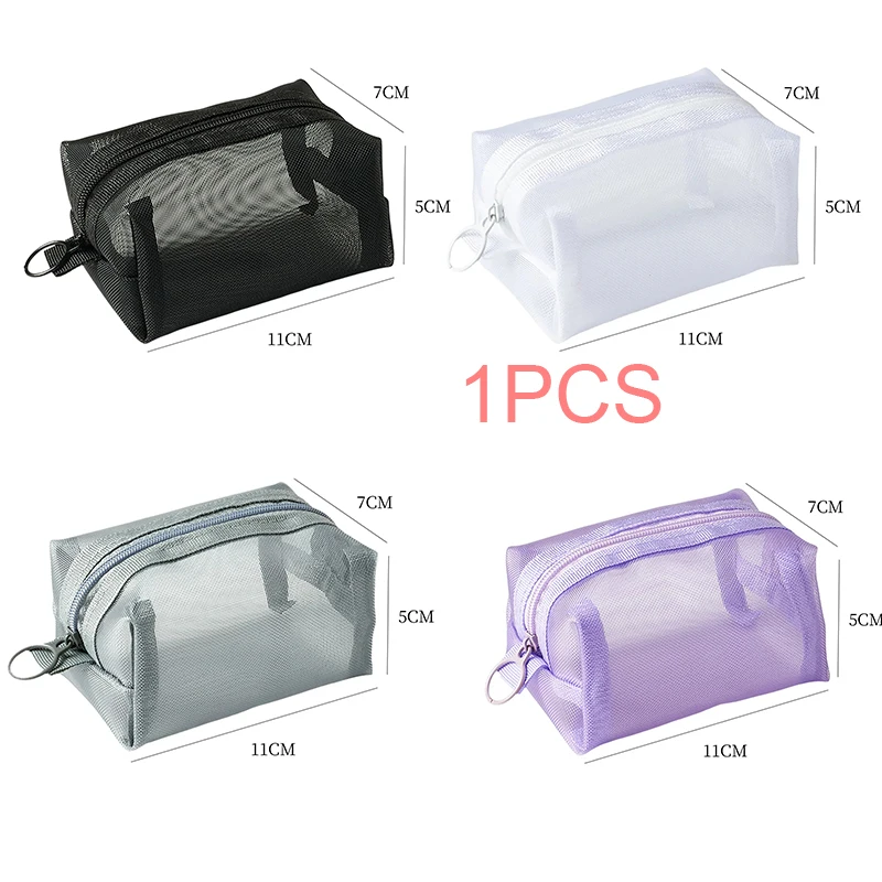 1/2PCS Mini Trousse de Maquillage Mignonne pour Femme en Nylon Transparent, Petite Pochette Organisateur pour Rouge à Lèvres, Câbles, Clés et Écouteurs