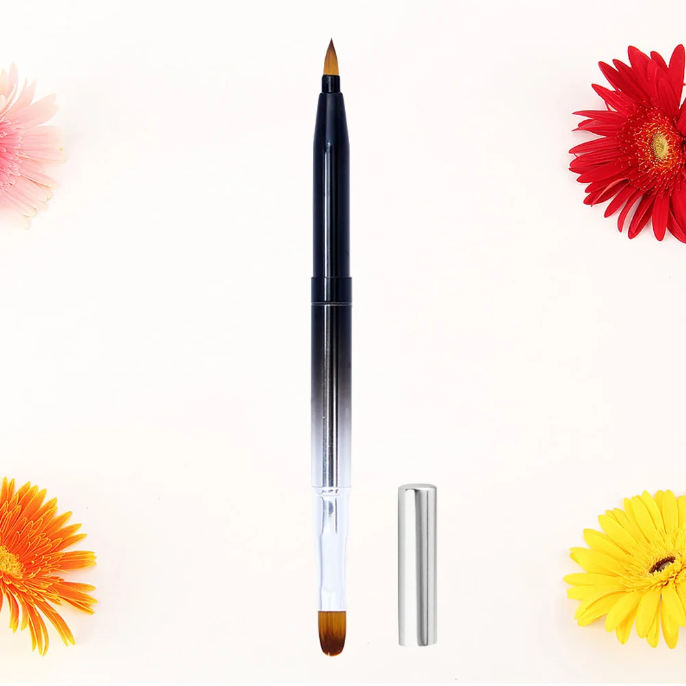 Einziehbarer Lippenpinsel, schwarzer Farbverlauf, tragbares Make-up-Werkzeug mit Metallgehäuse, weiches Material für Lippenstift-Lipgloss in voller gleichmäßiger Farbe