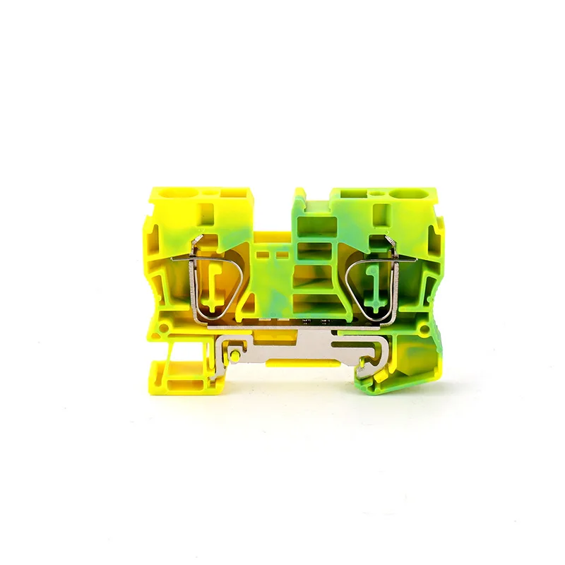 10PCs ST10-PE Terminal Block, One in One Out Spring Type Grounding Terminal Block, Rail Type Spring Terminal Block