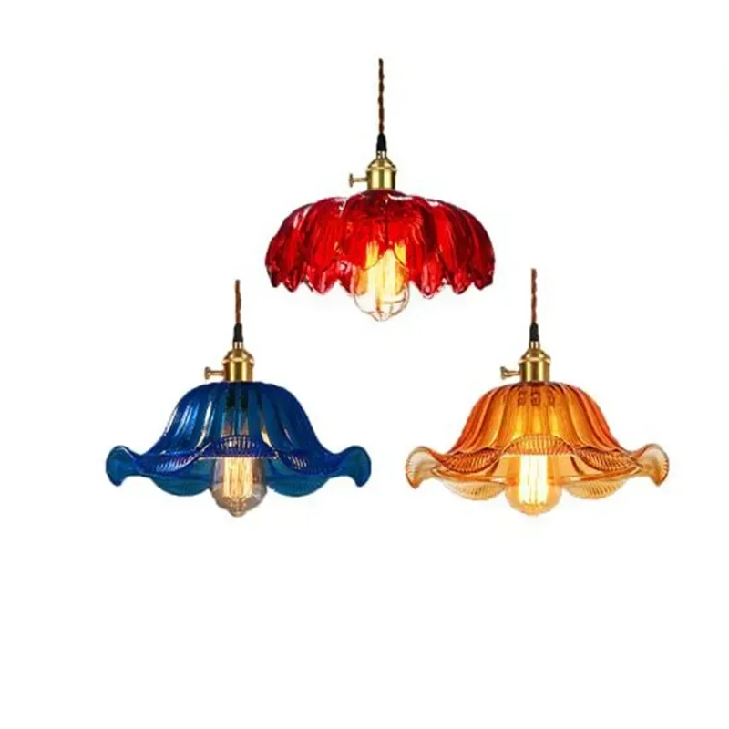 

Chinese nostalgic glass chandelier retro restaurant bar coffee shop bedside lotus Chandelier