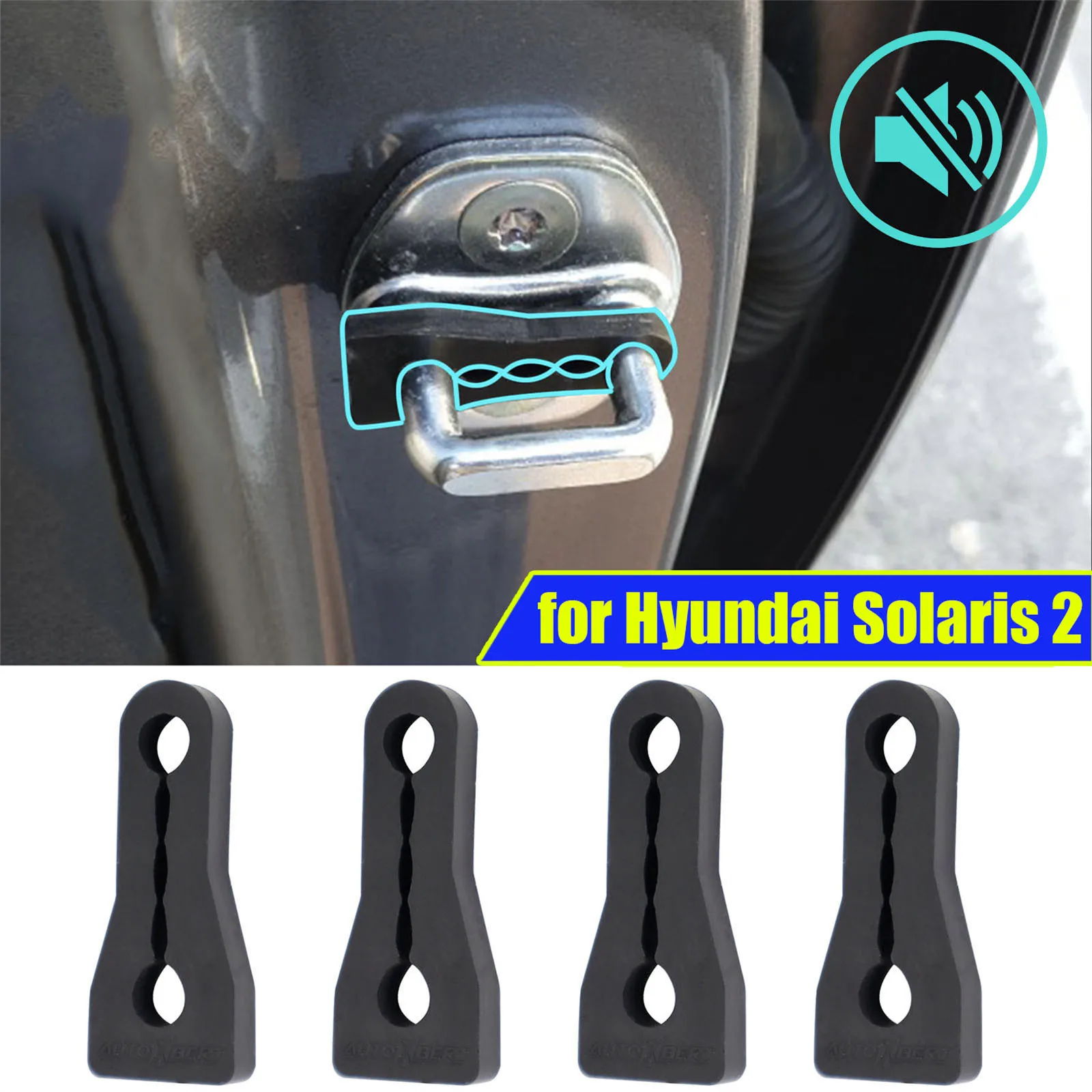 Sound Damper Door Lock Buffer For Hyundai Solaris 2 2017 - 2023 Rattling STOP Soundproof Screaks Deaf Seal Deadener Deadening