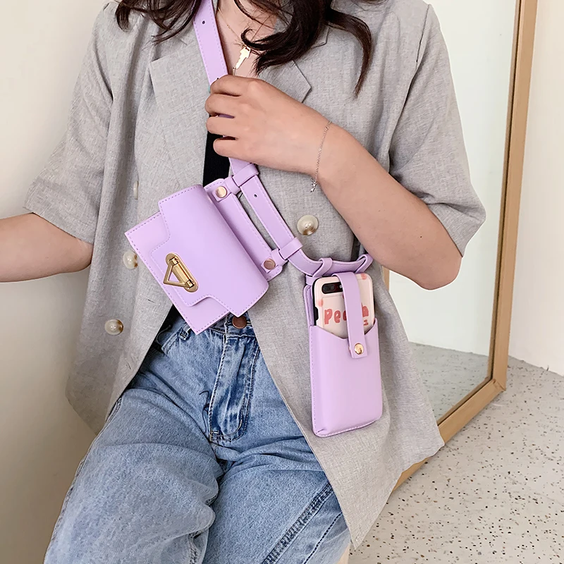 2023 neue 2Pcs Taille Taschen für Frauen Hohe Qualität PU Brust Tasche Designer Bodypack Nette Taille Pack Luxus Geldbörse umhängetasche – Detail 6