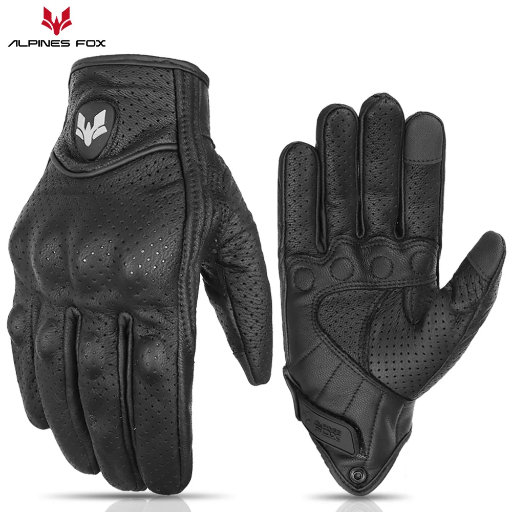 Sommer Retro Perforierte Leder Motorrad Handschuhe Männer Frauen Voll Finger Motocross Biker Handschuh Guantes Moto Ausrüstung M-XXL