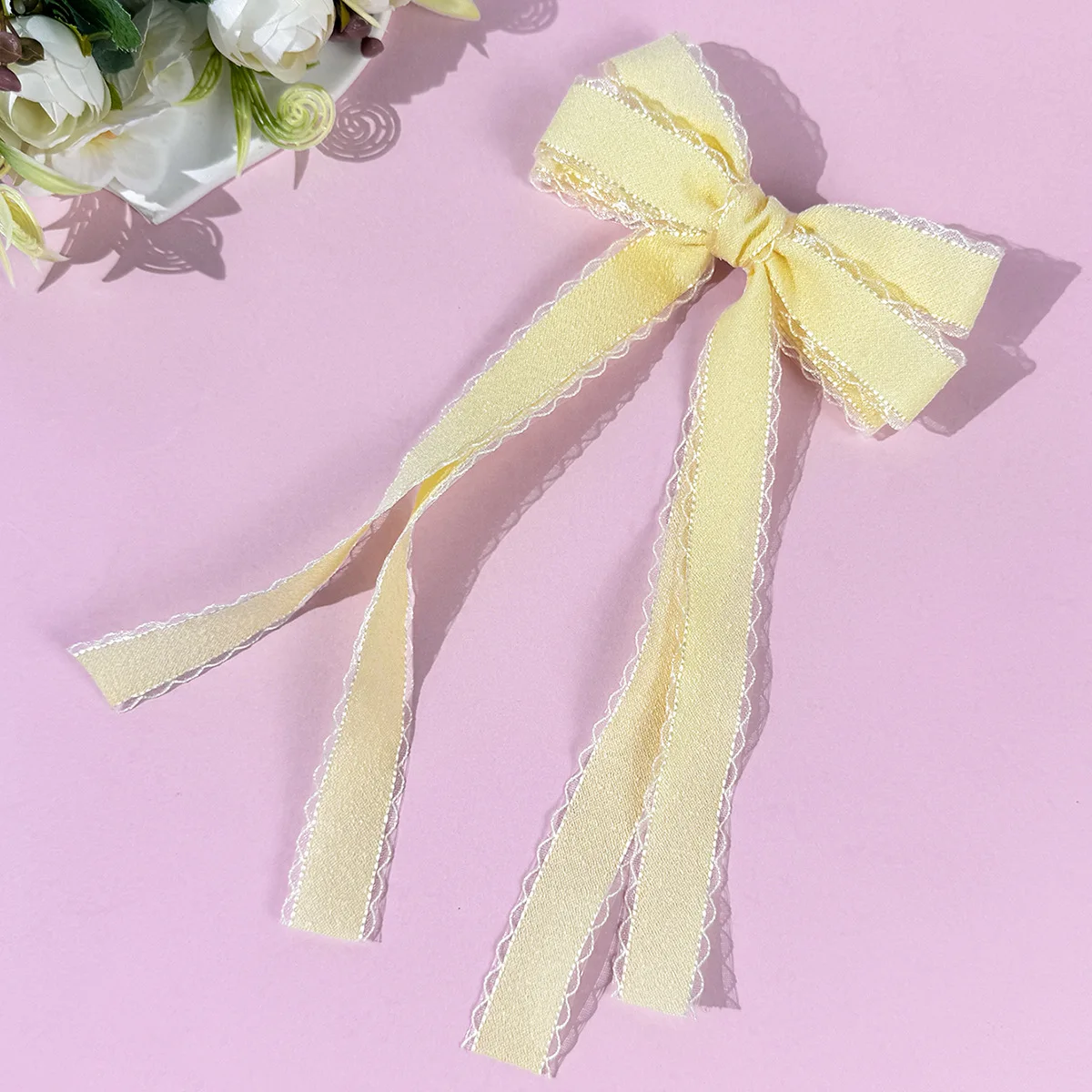 Bulk 20pc Long Tassel Hair Clips Cute Ribbon Bow Side Hairgrips with Lace Trim for Women Girls Kids Hair Accessories view 6