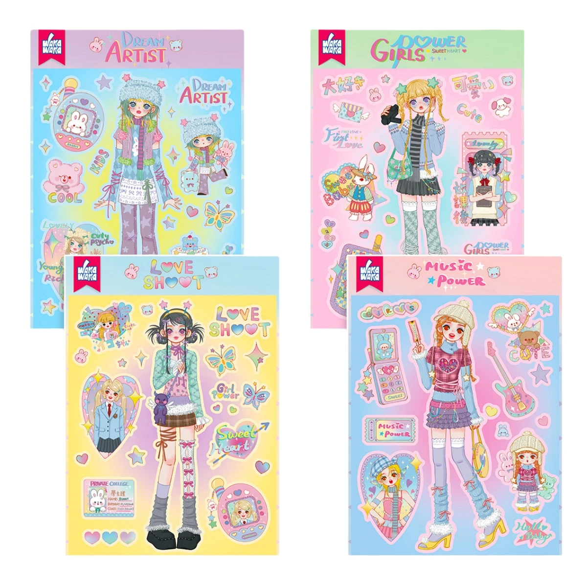 

Kawaii Manga Girl Band Deco Sticker Premium Pack - Holographic - Cute Anime Girl - for Scrapbooking Journaling & Phone Deco