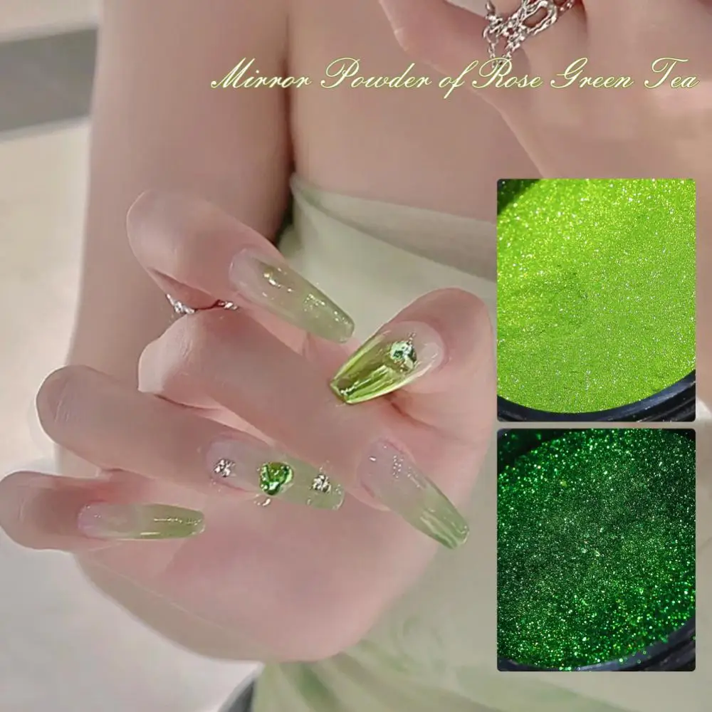 1/3/5PCS Summer Nail Art Unique Nail Decoration Stunning Light Green Nail Decoration Nail Mirror Powder Trendy Must-have