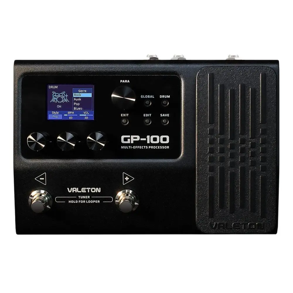 New Valeton GP-100 Multi Guitar Effects Processor 140 Built In Effects Looper Multi Language Expression Pedal Gradient Color