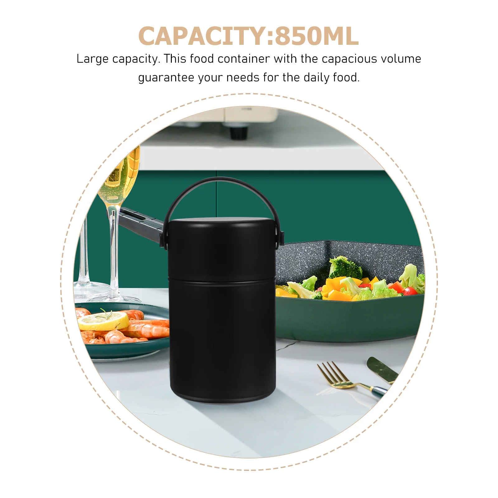 

Stainless Steel Food Container Large Capacity Insulated Holder Thermal Cup Portable Reusable Storage Large-Capacity Food Holder