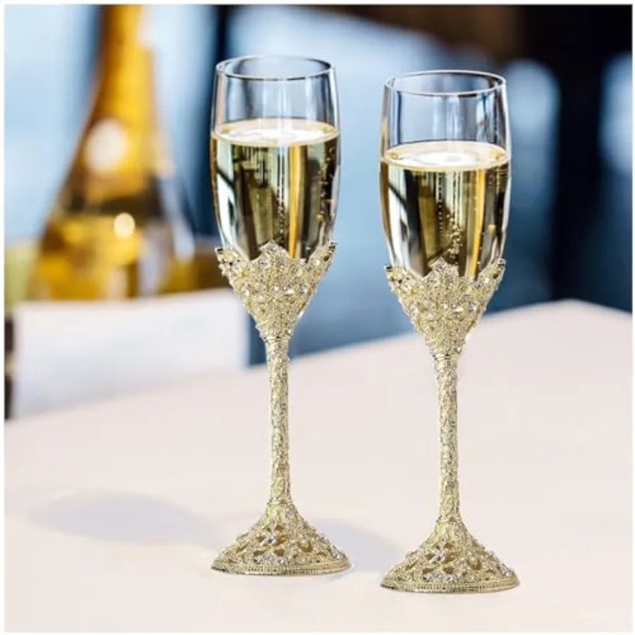 

Wedding Champagne FlutesCrystal Glasses Champagne Toast for Wedding Decorations Champagne Glasses Set of 2 Party Cups for Mr an