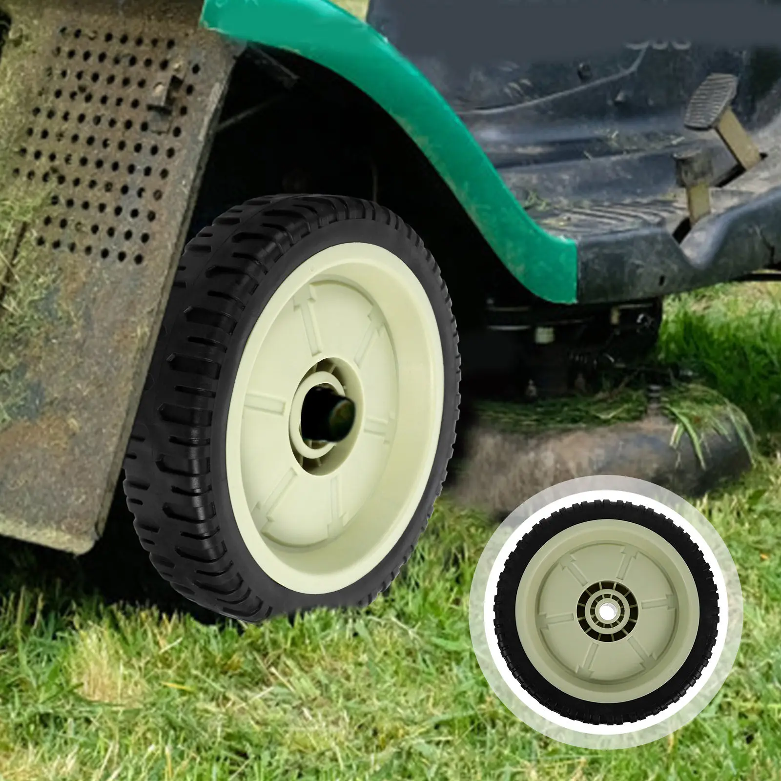 

Lawn Mower Wheel Replacement Kit Heavy Duty Rubber Plastic Wheels for Garden Mower Push Tractor Lawn Care Easy Install Stable
