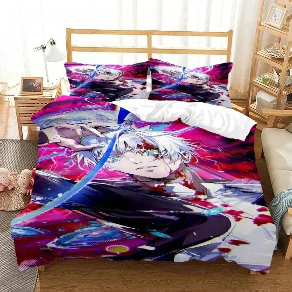 3D Print Anime Jujutsu Kaisen Gojo Satoru Bedding Set Double Twin King Duvet Cover Comforter Pillowcase Boys Girls Adult Bedroom