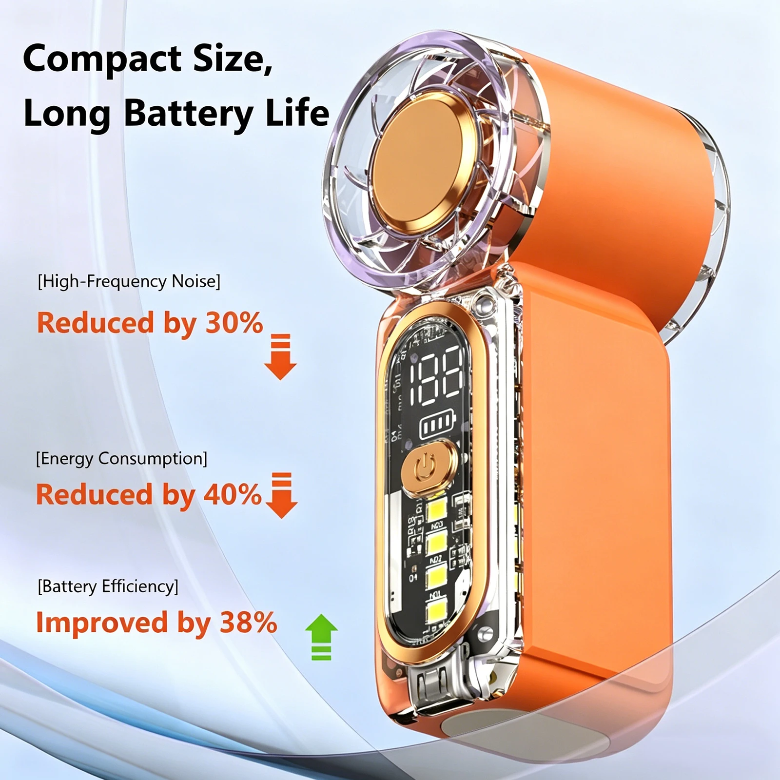 Personal High-speed Turbine Mini Handheld Fan SOS Flashing Light Mini Air Cannon Fan 100-Level Speeds for Travel/Summer/Concerts