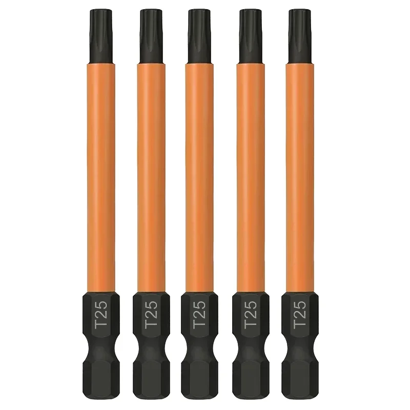 5 шт. T20 T25 Torx отвертки 1/4 дюйма с шестигранным хвостовиком магнитная защитная бита Torx 75 мм звездная головка Torx сверло