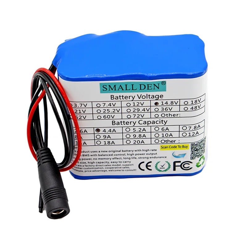 4S2P 14.8V 4.4A 18650 lithium battery pack Built-in 10A BMS, night fishing lights, speakers, radios，14V battery+16.8V 1A charger