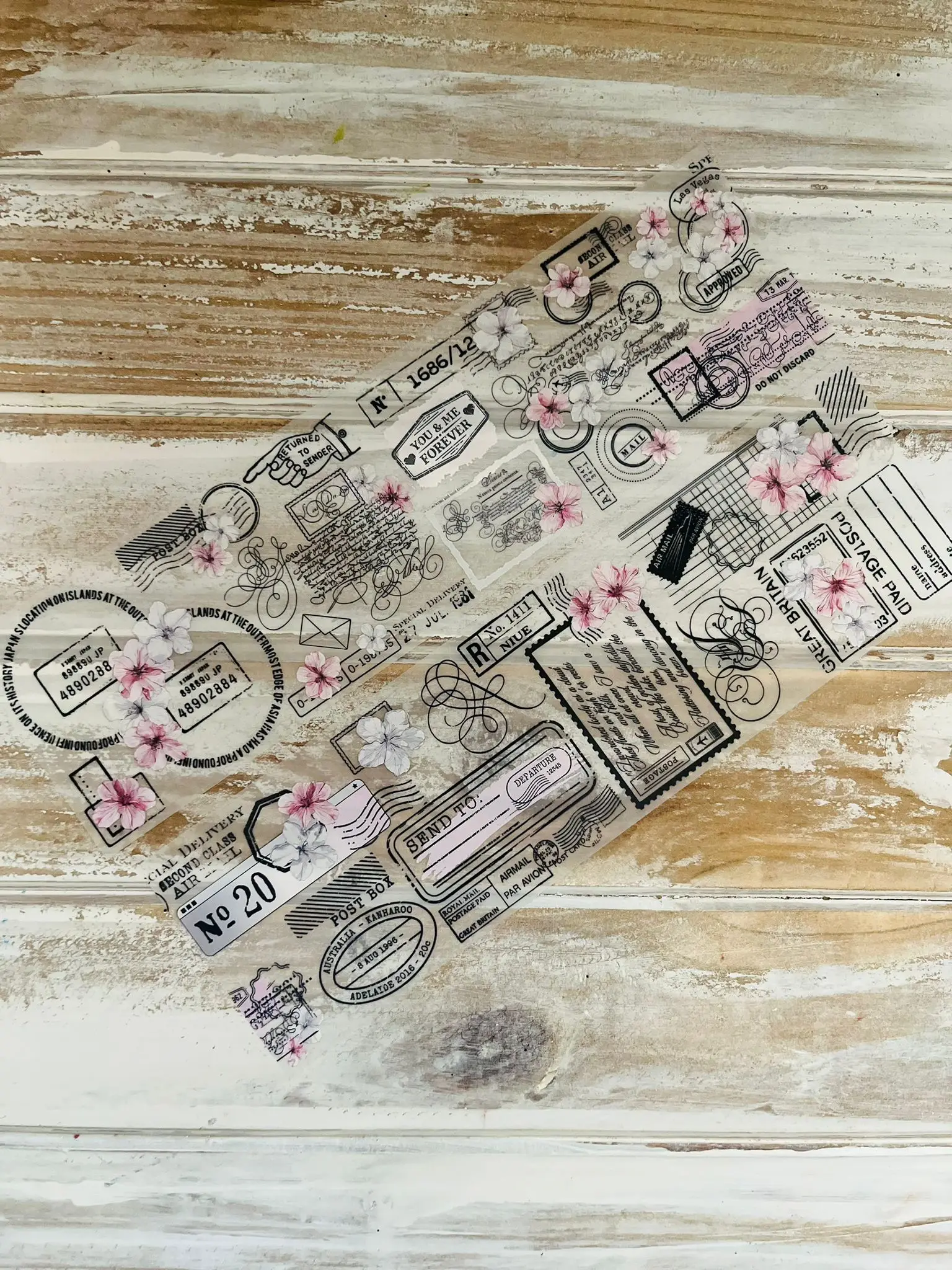SCS Studio Vintage Pink Silver Voyage Washi PET Tape for Card Making Decoration DIY Scrapbooking Plan Stickers