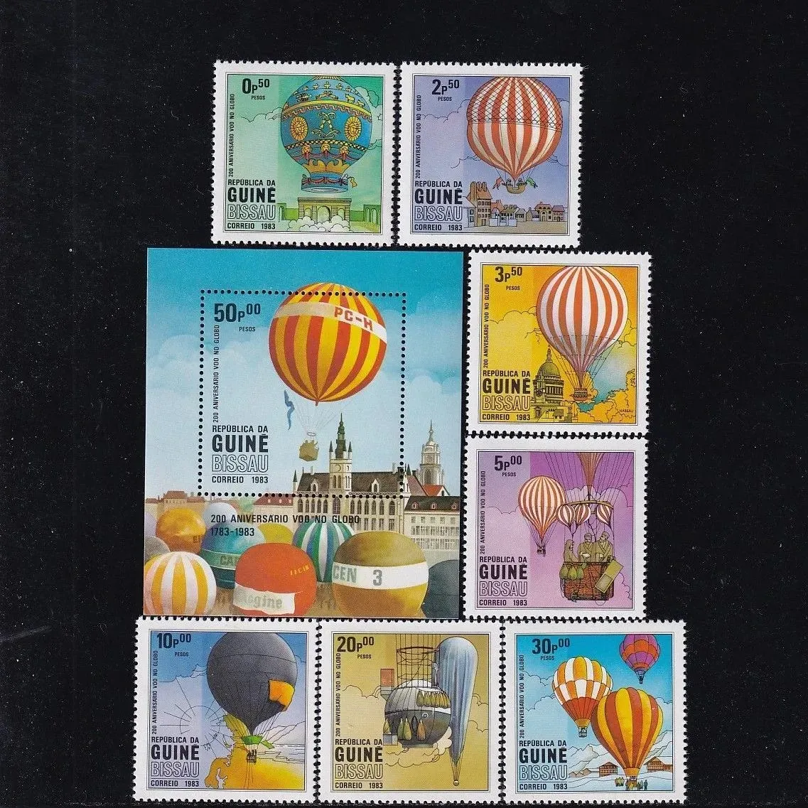 Guinea-Bissau Post Y1983 Erste Menschliche Ballonfahrt 200 Jahre 1 Set 8 Neue Sammlerbriefmarken Material für Scrapbooking – Detail 1