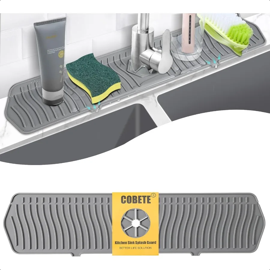 

Kitchen Sink Splash Guard 24in Faucet Mat Splash Catcher Handle Drip Catcher Tray Multipurpose for Kitchen Dish Drying Mats Spo