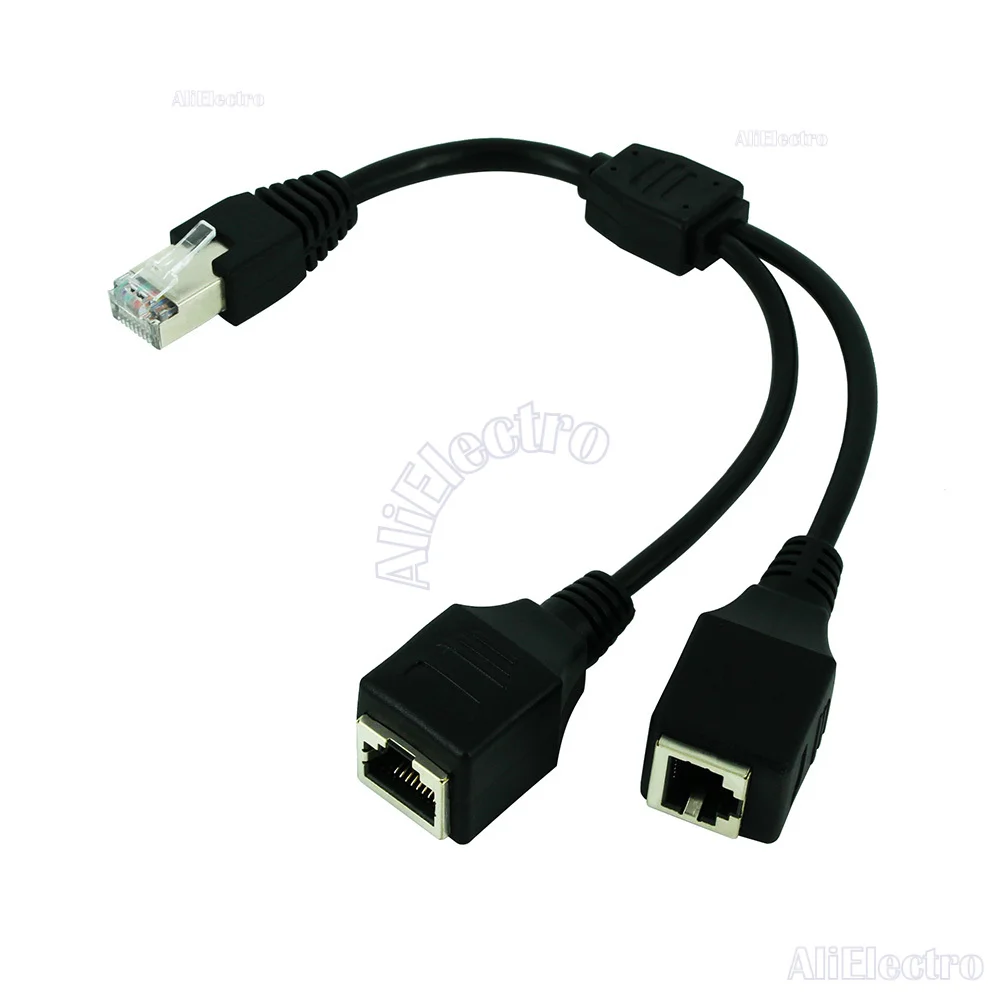 RJ45 1 Male To 2 Female Socket Port LAN Ethernet Network Splitter Y Stable Transmission Cat5e Cat5 Cat6 Easy Adapter Cable