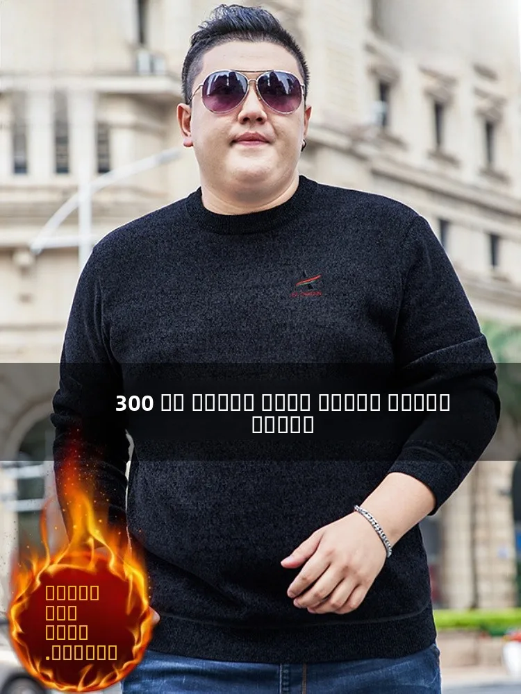 

Thiened Oversized Men's Knitted Sweater Embroidered Fce Winter round Ne Busin Casual Warm Polyester Fiber TUCANO