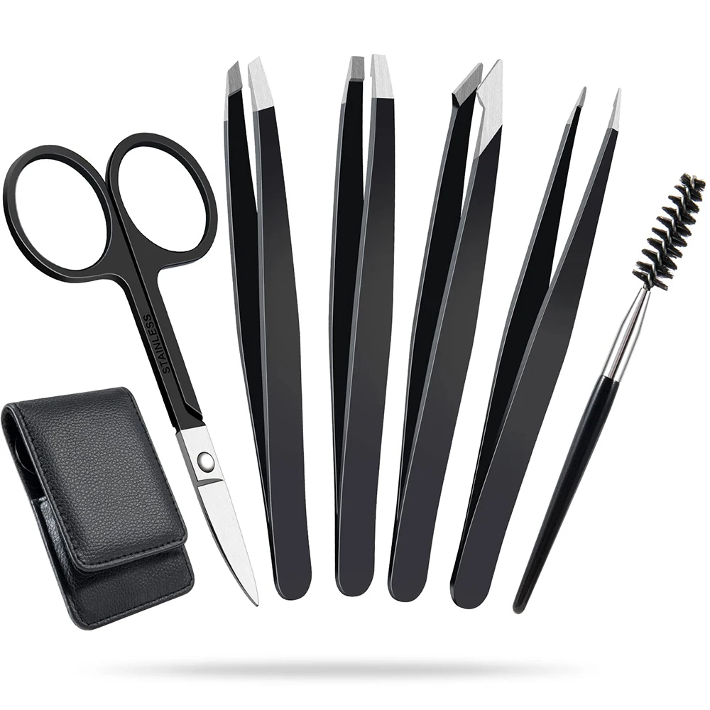 Kit Compacto Para Modelagem Das Sobrancelhas Com Diversos Itens Pinça Tesoura E Pente Em Estojo Organizador