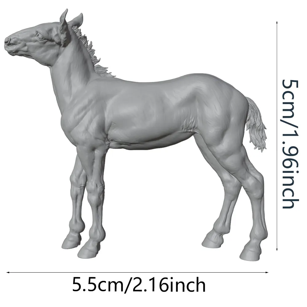 High-Detail Printing, Realistic Horse Miniature Resin Statue, Handmade Model Kit, 3D Printed, Unpainted Resin Model That Requires Hand Painting, Miniature Model, Suitable for DIY Landscapes, Creative Scenes, Miniature Scene Arrangements, and Macro Photography