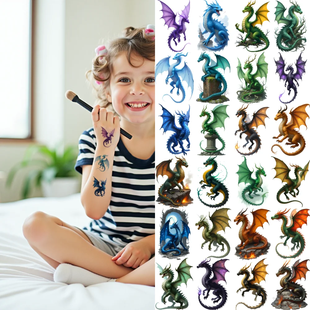 

54pcs Temporary Tattoo Colorful Dragon Temporary Tattoo Stickers Dragon Tattoo Dragon Temporary Tattoos For Kids For Cheeks