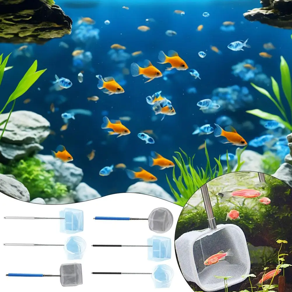 Retractable Fishing Net Telescopic Stainless Steel Fun Handle Cleaning Aquarium Toys Fishing Game Fish Children K8e2