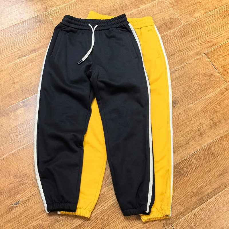 

Мужские повседневные брюки с флисовой подкладкой и завязками, осенне-зимние, в полоску, модные, свободного кроя, длинные брюки для студентов