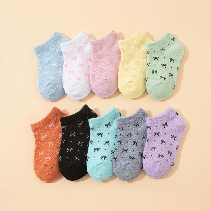 15Pairs Mixed Kid's Short Ankle Socks Sweet Cartoon Smile Heart Print Elastic Toddler Kids Socks for All Seasons