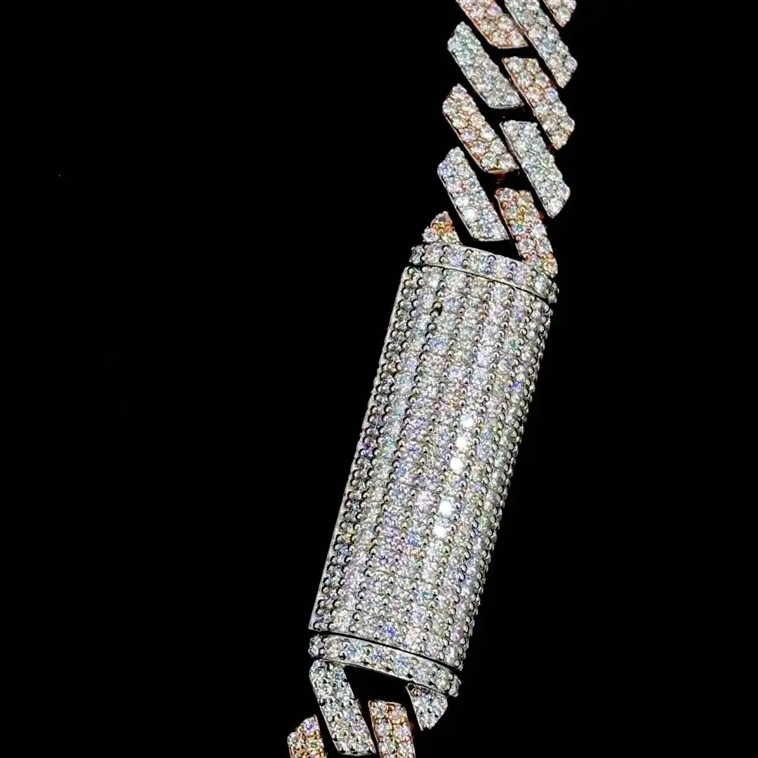 Luxury Premium Quality Moissanite Diamond Cuban Chain for Gift & Fashion Wear Available at Factory Price from India.
