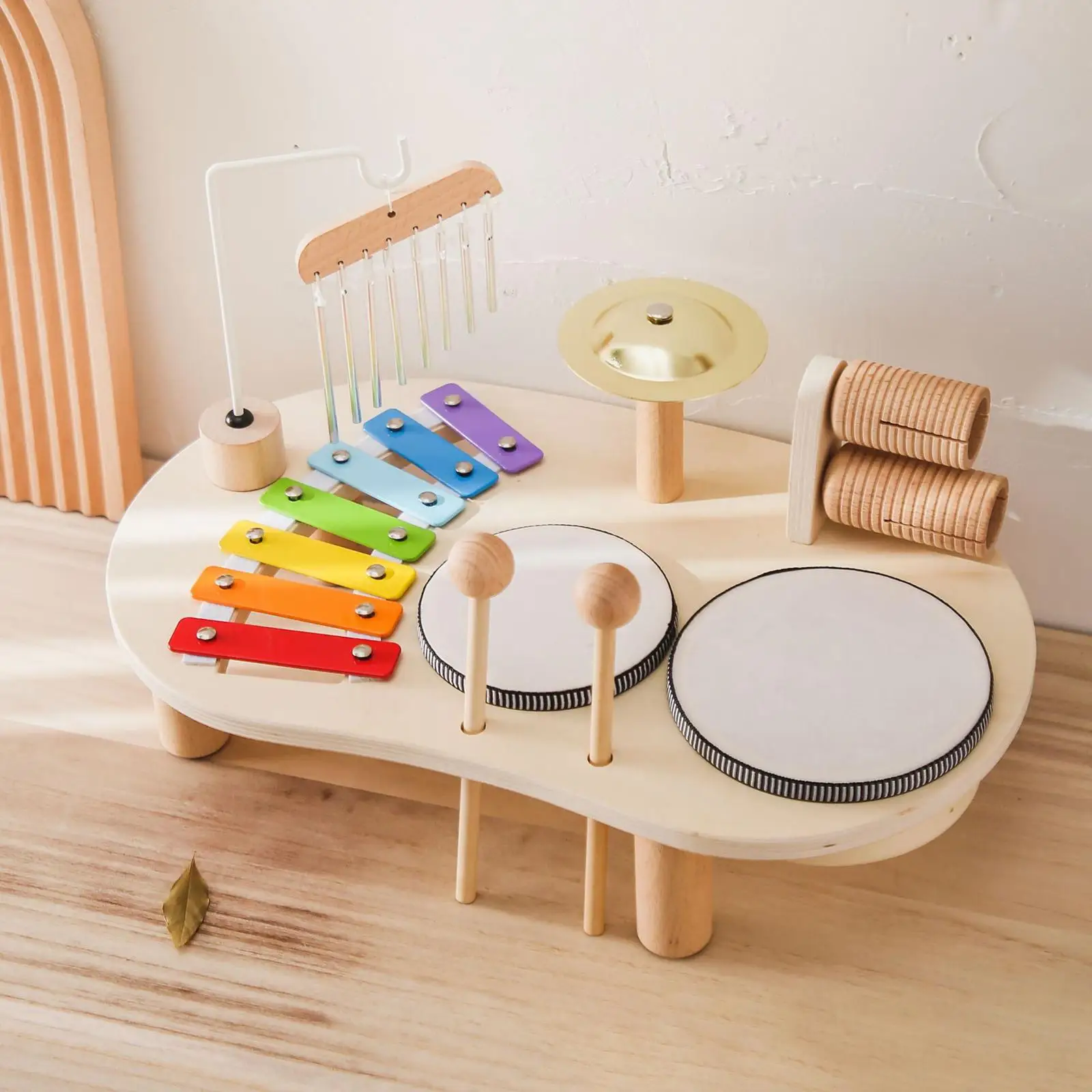 

Xylophone Drum Set Developmental Hand Eye Coordination Kindergarten Hand Percussion Wooden Percussion for Kids Toddlers Gifts