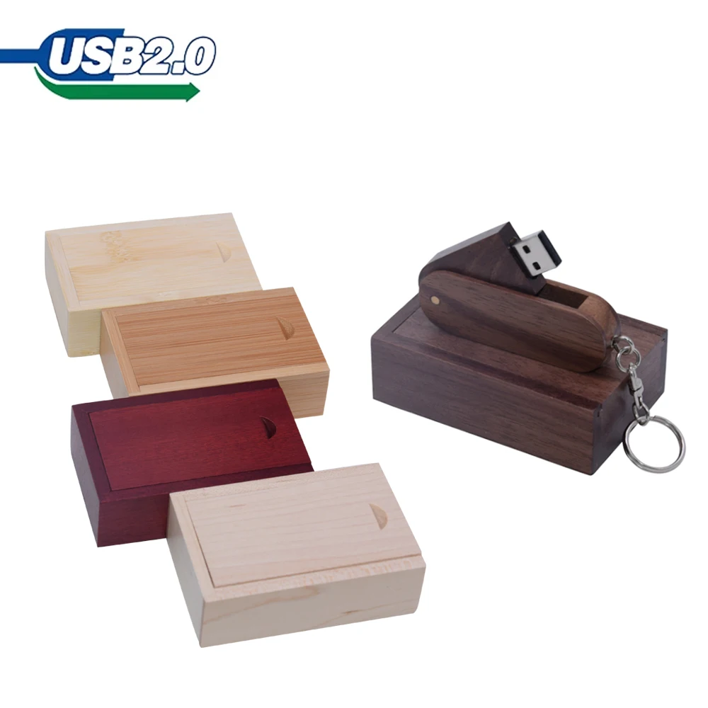 wooden spin + box USB 2.0 High speed Real capacity pendrive High 4GB 8GB 16GB 32GB 64GB 128GBusb flash drive wedding gift