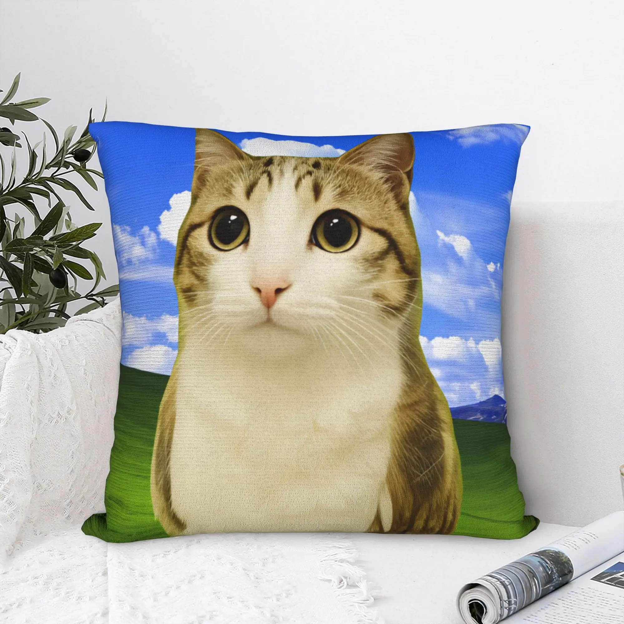 Retro Desktop Meowl Cat Meme Pillow Cover  Soft Cushion Cover Vintage Pillow Case For Wedding Party Home Decor