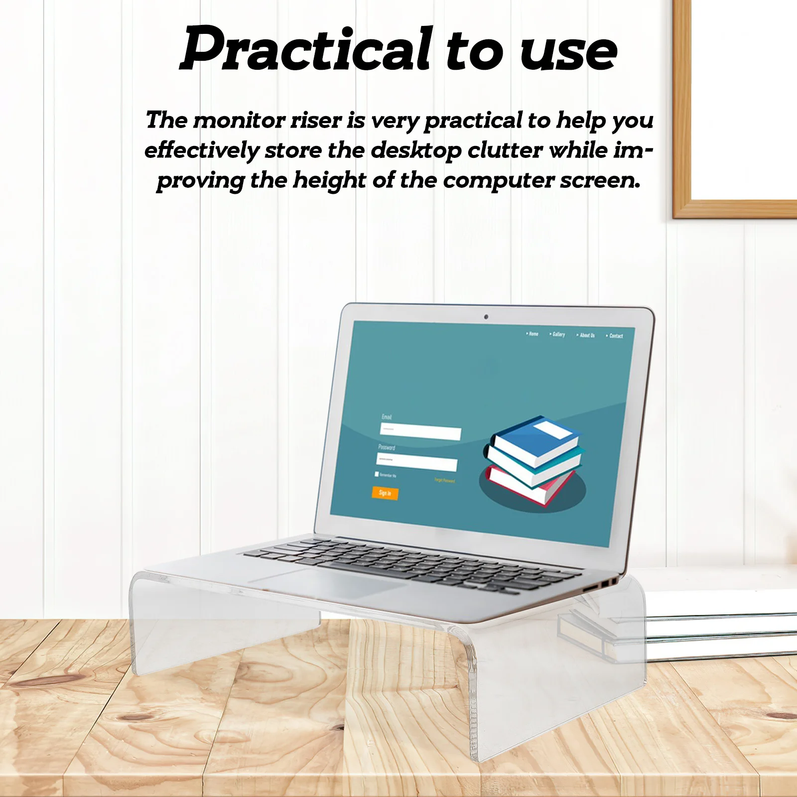 

Clear Monitor Riser Stand for Computer - Reusable Acrylic Desk Organizer Elevates Screen Height to Prevent Eyestrain and Enhance