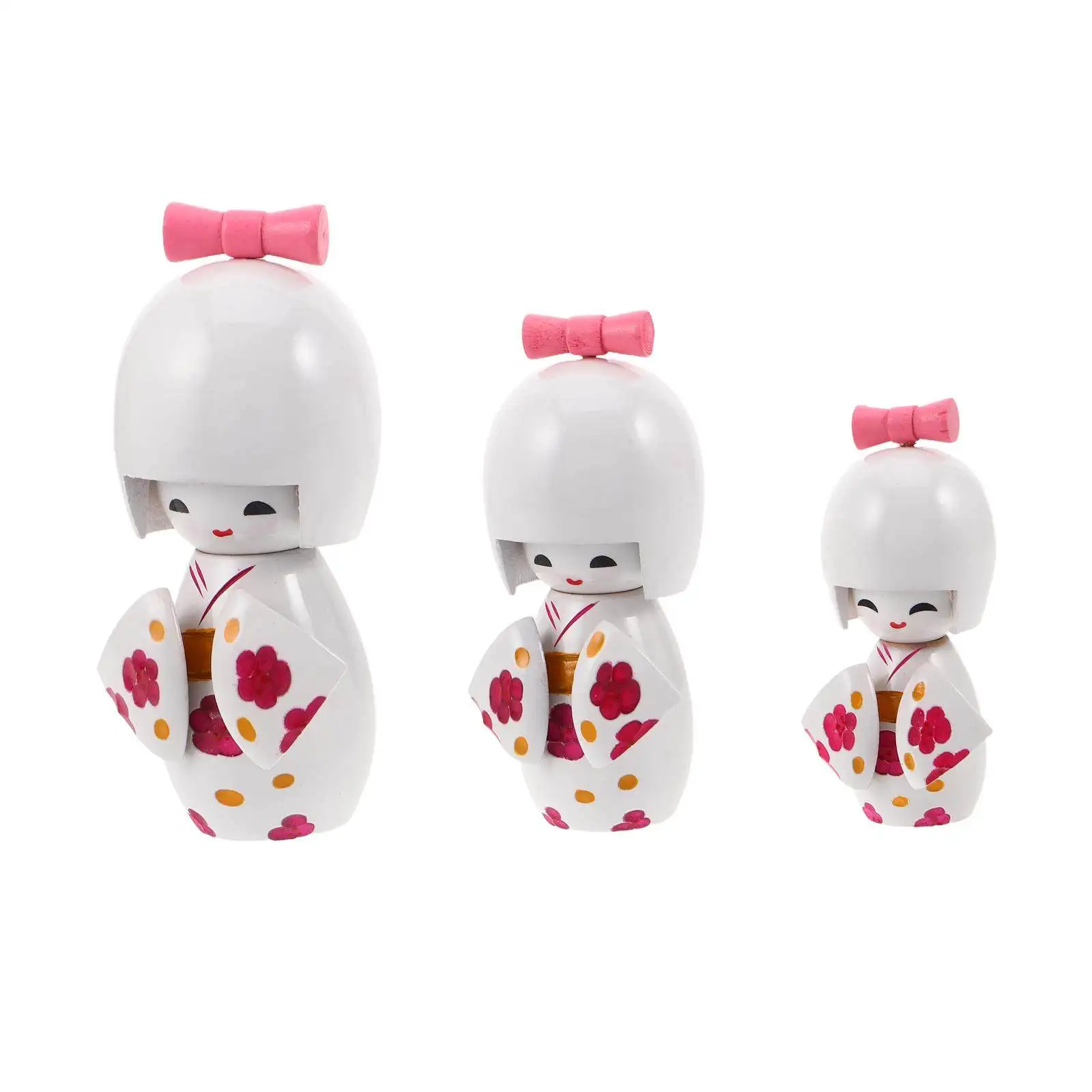 

3Pcs Japanese Indoor Ornaments Fine Detail Kimono Style for Shelf Table Decor Present Japanese Heritage Craft