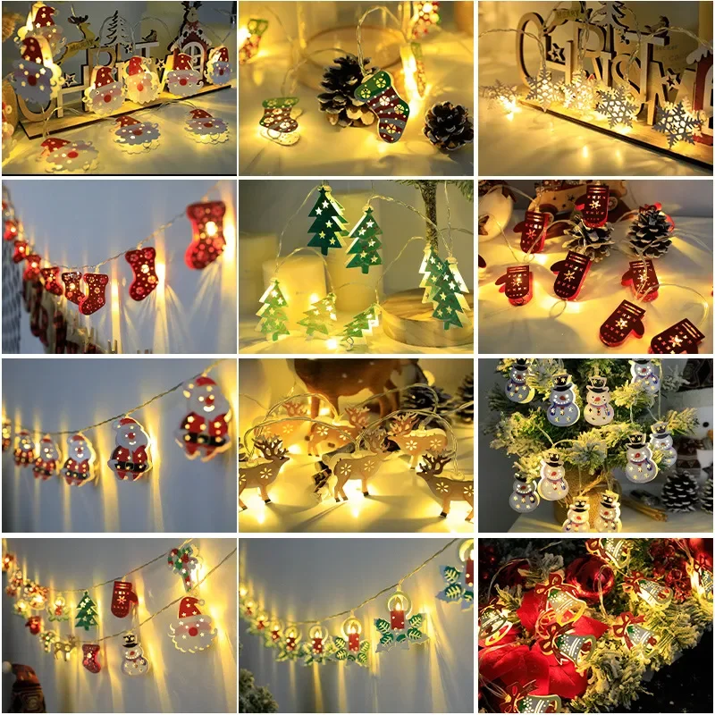 Weihnachten führte Lichterkette Santa Claus Elch Schneemann Weihnachten Ornament String Licht Weihnachts schmuck 2023 Neujahr Navidad Geschenk