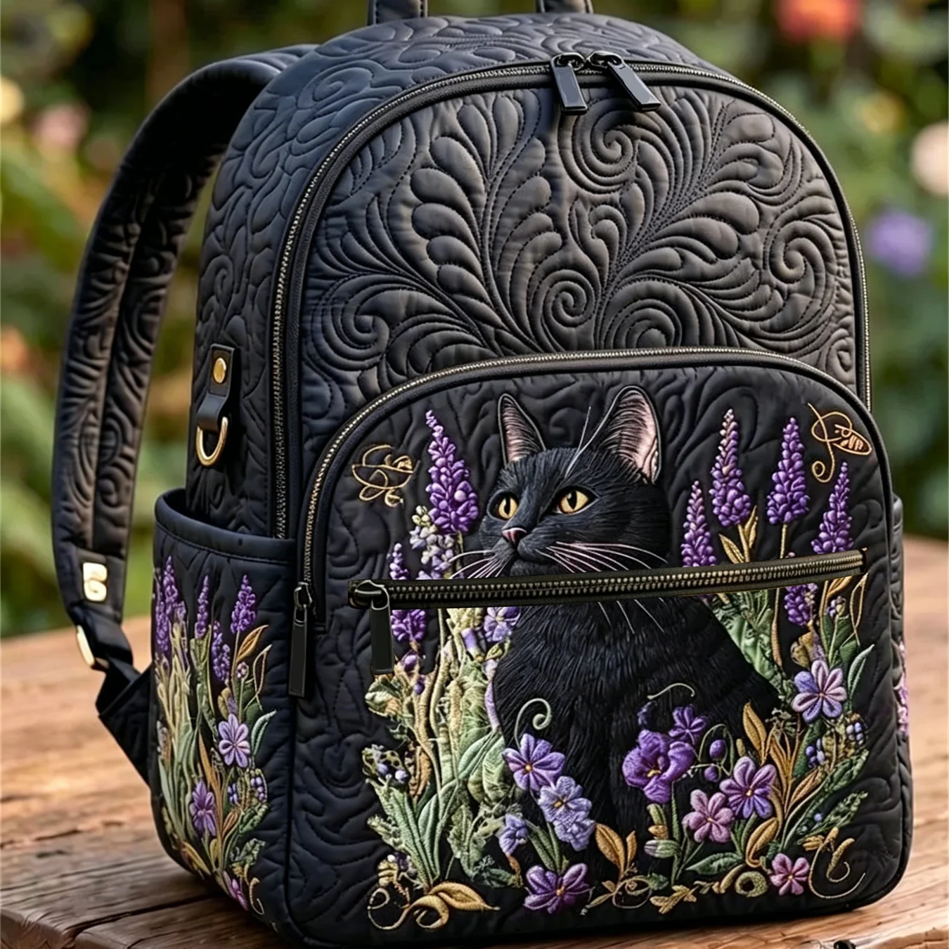 Vintage Quilted Craftsmanship with No Embroidered Patterns, Casual Backpack for Women Men, Fits 15.6 Inch Laptop