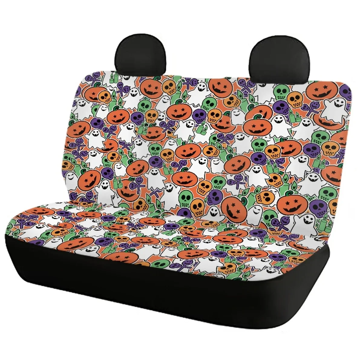 Halloween Pumpkin Design Universal Car Front/Back Seat Covers Durable Washable Auto Vehicle Seat Cover Non-Slip Cars Interior