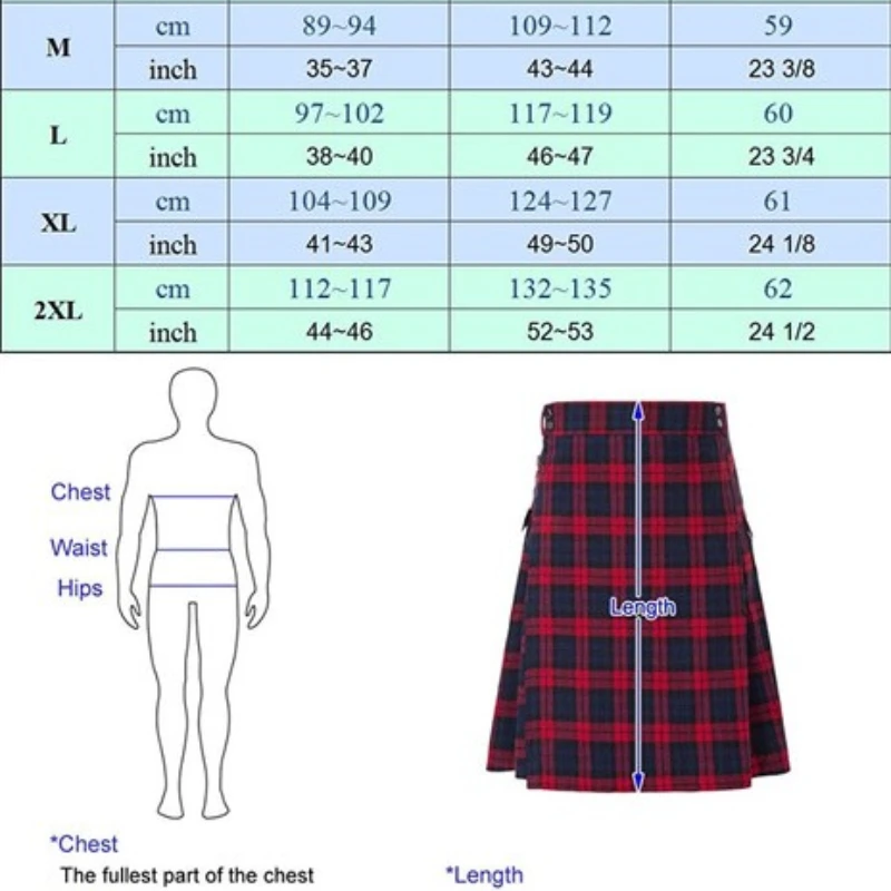 Men\'s Short Skirt Traditional Highland Tartan Practical Kilt