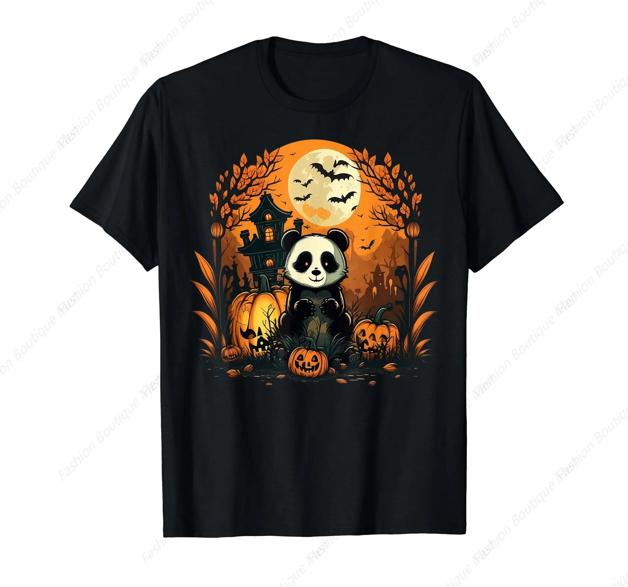 

Pumpkin Panda costume on Panda Halloween T-Shirt Men Woman T-Shirt Casual O-Neck Printed High Quality Tees Top