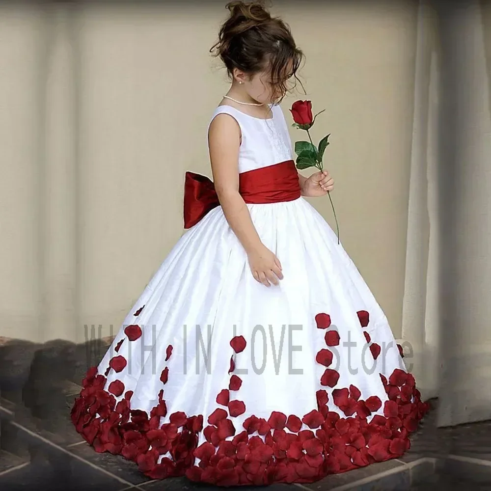 

Custom Made Flower Girl Dress with Detach Skirt Sleeveless Princess Pageant Kids Girl Wedding Birthday Party Communion Gown