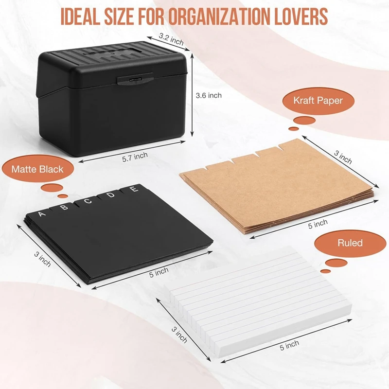 Porta carte indice da 3 pollici x 5 pollici con serratura, portaoggetti per Organizer per scatole di carte indice con, per l'ufficio degli indirizzi delle ricette domestiche